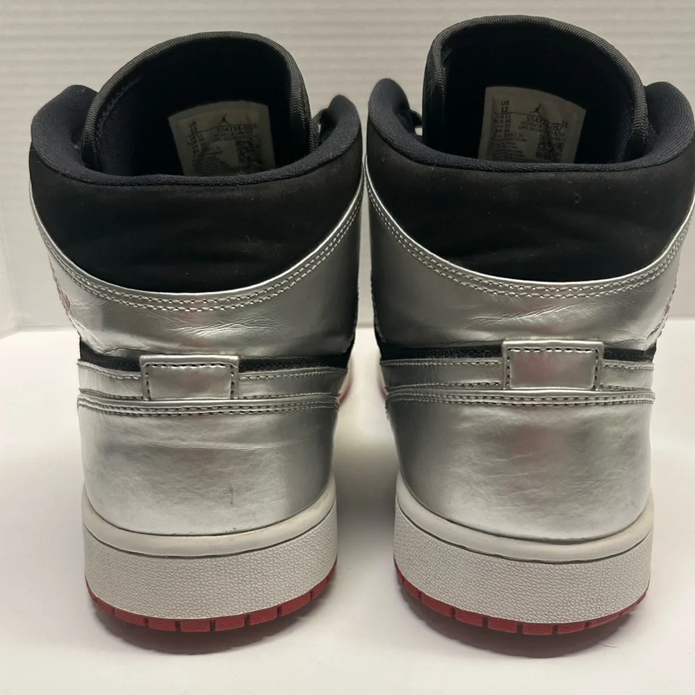 Air Jordan 1 Mid Johnny Kilroy Black Silver Red Shoes Mens 12 Sneaker 554724-057